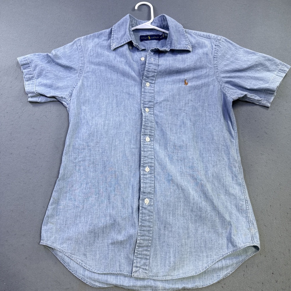 Polo Ralph Lauren Mens Small Blue Denim Shirt Long Sleeve